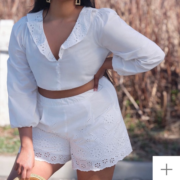 Eloquii Pants - NWT Eloquii White Eyelet Shorts